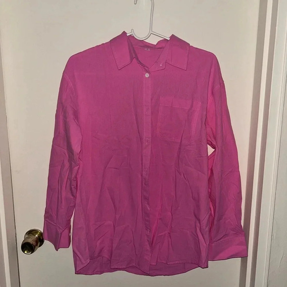 😍NWT size small women’s pink button down blouse - Picture 1 of 6